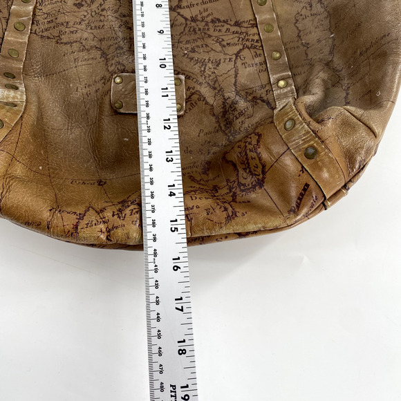 Patricia Nash Benvenuto Tote Signature Map Brown Leather Antique Brass Hardware - Picture 6 of 14